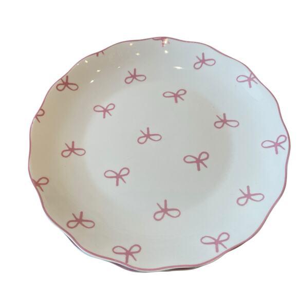 GODINGER Pink Bow 8in Salad Plates Set of 4 NEW - Picture 13 of 15